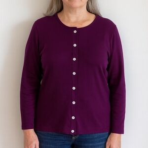 L.L. Bean Supima Cotton Women's Button Down Purple Top